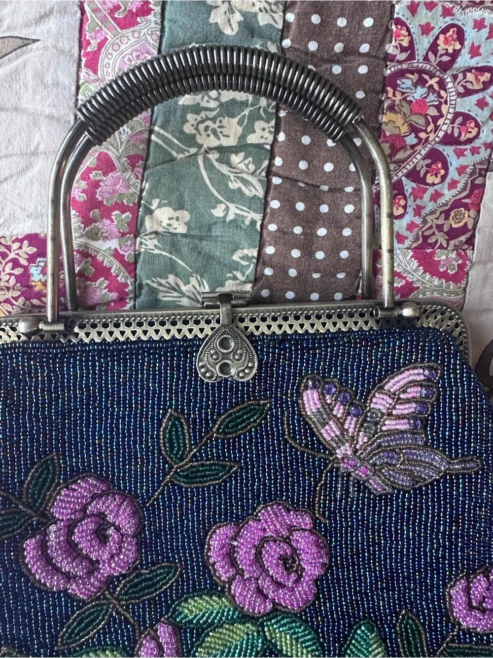 Beaded Floral & Butterfly Evening Bag